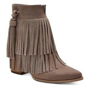 Betseyville Betsey Johnson | taupe fringe boots